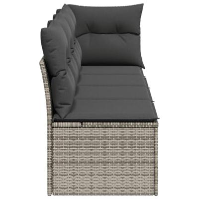 Tuinbank 4-zits met kussens poly rattan grijs Tuinbank 4-zits met kussens poly rattan grijs