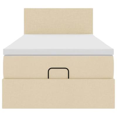 Ottoman bed met matras 90x190cm stof crèmekleurig
