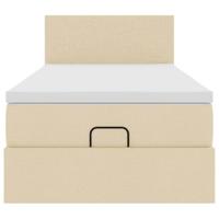 Ottoman bed met matras 90x190cm stof crèmekleurig - thumbnail