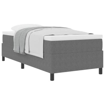 Boxspring bed Lichtgrijs en wit. 193 x 90 x 60 cm Katoenen stof
