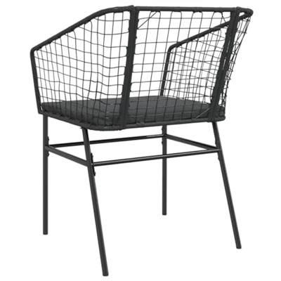 Tuinstoelen 2 st met kussens poly rattan zwart Tuinstoelen 2 st met kussens poly rattan zwart