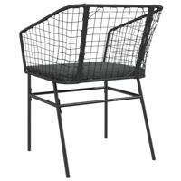 Tuinstoelen 2 st met kussens poly rattan zwart - thumbnail
