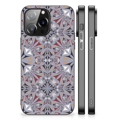 iPhone 14 Pro Max Marmeren Print Telefoonhoesje Flower Tiles
