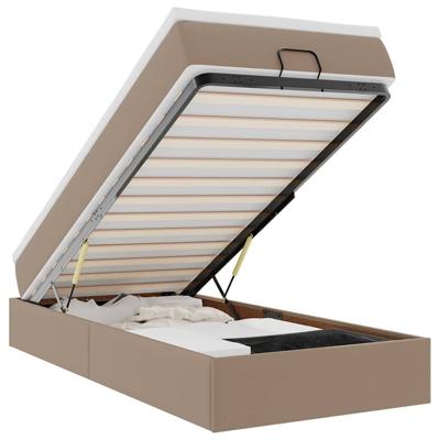 Ottoman bed met matras 90x200cm kunstleer cappuccinokleurig