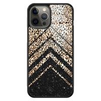 iPhone 12 Pro Max glazen hardcase - Chevron luipaard - thumbnail