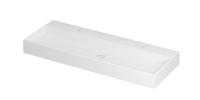 Wastafel United Porselein met 2 kraangaten incl. porseleinen click plug en verborgen overloop systeem 120 cm x 45 cm x 11 cm Mat wit 0206112 - thumbnail