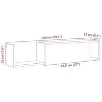 Wandschappen 2 st 100x15x20 cm bewerkt hout artisanaal eiken - thumbnail