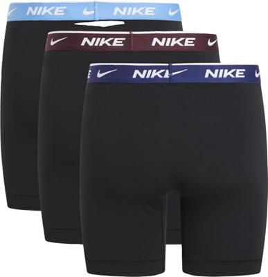 Nike Everyday Cotton Boxershort Brief 3-Pack Zwart Blauw Bordeaux Lichtblauw