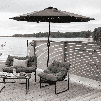 Nohr Parasol 'Bryttany' LED, 270cm, kleur Zwart - thumbnail