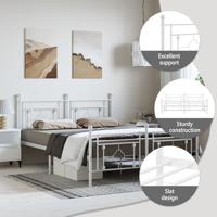 Bedframe met hoofd- en voeteneinde metaal wit 193x203 cm - thumbnail
