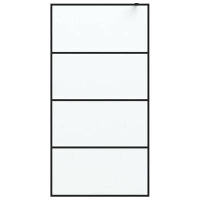 Inloopdouchewand 100x195 cm mat ESG-glas zwart - thumbnail
