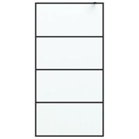 Inloopdouchewand 100x195 cm mat ESG-glas zwart - thumbnail