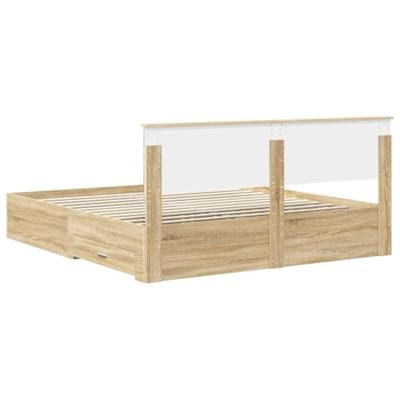 Bedframe met hoofdeinde Sonoma Eiken 180 x 200 cm Bewerkt hout