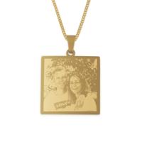 Ketting vierkante hanger met foto - goud - thumbnail