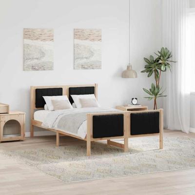 Bedframe Bruin en zwart 120 x 190 cm Massief grenenhout Bedframe Bruin en zwart 120 x 190 cm Massief grenenhout
