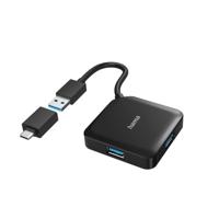Hama USB-hub, 4-poorts, USB 3.2 Gen1, 5 Gbit/s, incl. USB-C-adapter USB Hub Zwart - thumbnail