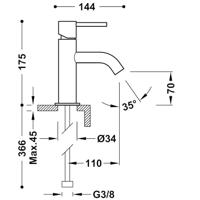 Wastafelmengkraan Tres Study Exclusive 17,5 cm Hendel Rond Zwart Brons Tres - thumbnail