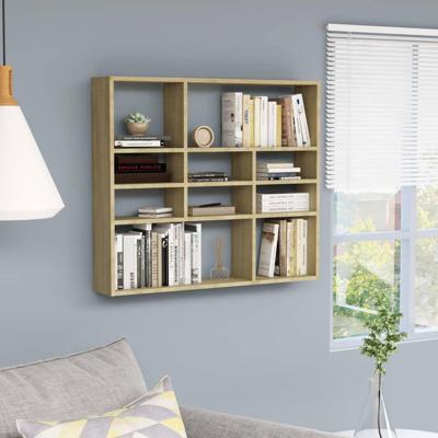 Wandschap 90x16x78 cm bewerkt hout sonoma eikenkleurig