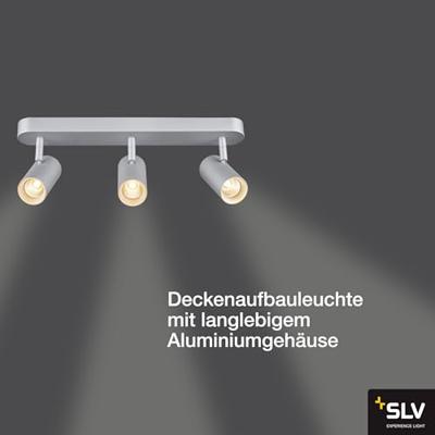 SLV Led opbouwspotNoblo 3x8w - 2700K - 12,5cm zilvergrijs - 1002978