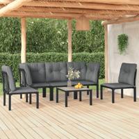 6-delige Loungeset poly rattan zwart en grijs - thumbnail