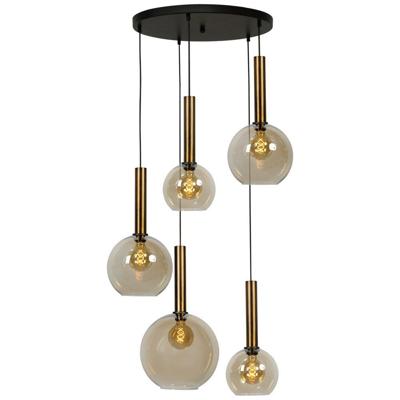 Masterlight Zwarte hanglampBella 5-lichts met goud - 2982-05-10-50-5-221