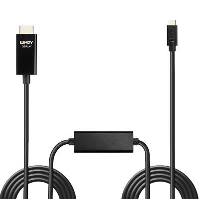 LINDY 43315 USB-C-displaykabel USB-C Aansluitkabel USB-C stekker, HDMI-A-stekker 5.00 m Zwart 4K UHD