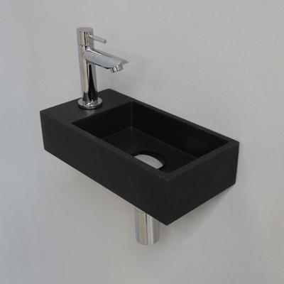 INK - Fonteinpack Quartz Links incl. Fonteinkraan - Design Sifon - Design Plug en Montageset - 360x180x90 Mm - Quartz Zwart/chroom