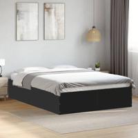 Bedframe bewerkt hout zwart 135x190 cm - thumbnail
