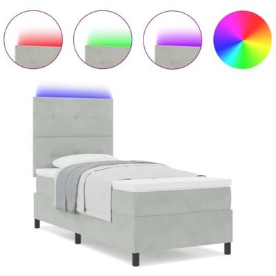 Boxspringbed met matras en LED fluweel lichtgrijs 80x200 cm