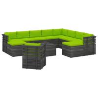 vidaXL 12-delige Loungeset pallet met kussens massief grenenhout - thumbnail