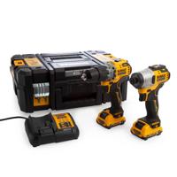 DeWalt dck2111l2t actieset dcd706 klopboorschroefmachine + dcf801 slagschroevendraaier 12v 2x 3.0ah xr - dck2111l2t - thumbnail