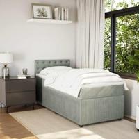 Boxspring met matras fluweel lichtgrijs 90x190 cm - thumbnail