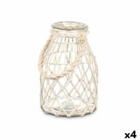 Kaarshouder Gift Decor Wit Transparant Glas Touw 17 x 25 cm 17 x 27 x 17 cm Tin (4 Stuks) - thumbnail