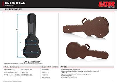 Gator Cases GW-335-BROWN houten koffer voor semi-hollow gitaar