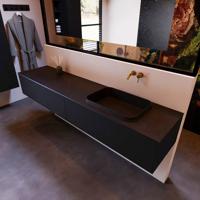 Badkamermeubelset Mondiaz Erin 200 cm met 2 Lades met RIDGE Wastafel Rechts Urban Zonder Kraangaten Greeploos Mat Urban - thumbnail