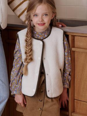 Omkeerbaar vestje kindercapsule familie ecru