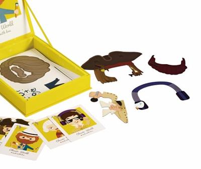 Classic World world magneetkoffer foto gezichten geel