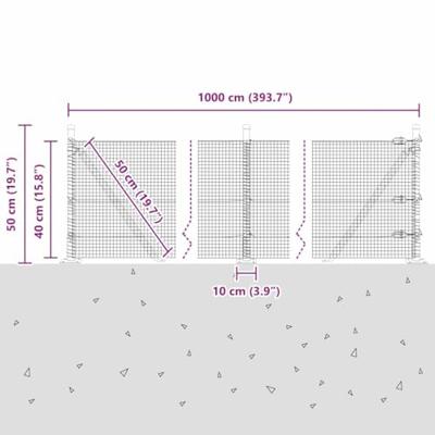 VidaXL Afrasteringspaal grijs 10 x 0,4 m (16 x 16 mm gaas)