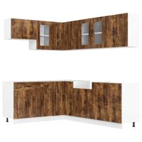 11-delige Keukenkastenset Kalmar bewerkt hout gerookt eiken - thumbnail