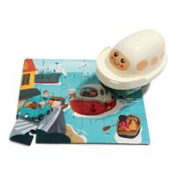 Topbright Houten legpuzzel haven met stoomboot, 24st. - thumbnail
