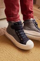 Hoge sneakers met elastische veters veel blauw - thumbnail