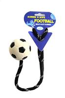 Happy Pet tough toys werptouw met voetbal rubber - thumbnail