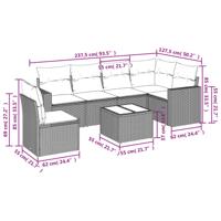 7-delige Loungeset met kussens poly rattan beige - thumbnail