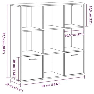 Boekenkast 98x29x97,5 cm bewerkt hout zwart eikenkleur