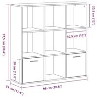 Boekenkast 98x29x97,5 cm bewerkt hout zwart eikenkleur - thumbnail