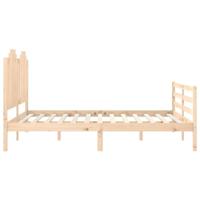 Bedframe met hoofdbord massief hout 160x200 cm - thumbnail
