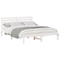 Bedframe met hoofdeinde Wit 140 x 200 cm Massief grenenhout - thumbnail