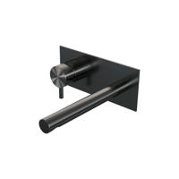 Brauer Gunmetal Edition Inbouw Wastafelmengkraan met Rechte Uitloop en Afdekplaat Model B2 Gunmetal Geborsteld PVD - thumbnail