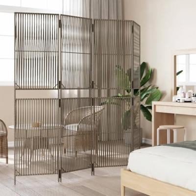 Kamerscherm 4 panelen poly rattan grijs Kamerscherm 4 panelen poly rattan grijs