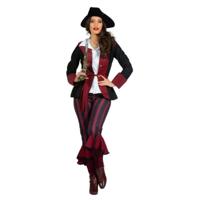 Piraat Outfit Dame burgundy/zwart premium - thumbnail